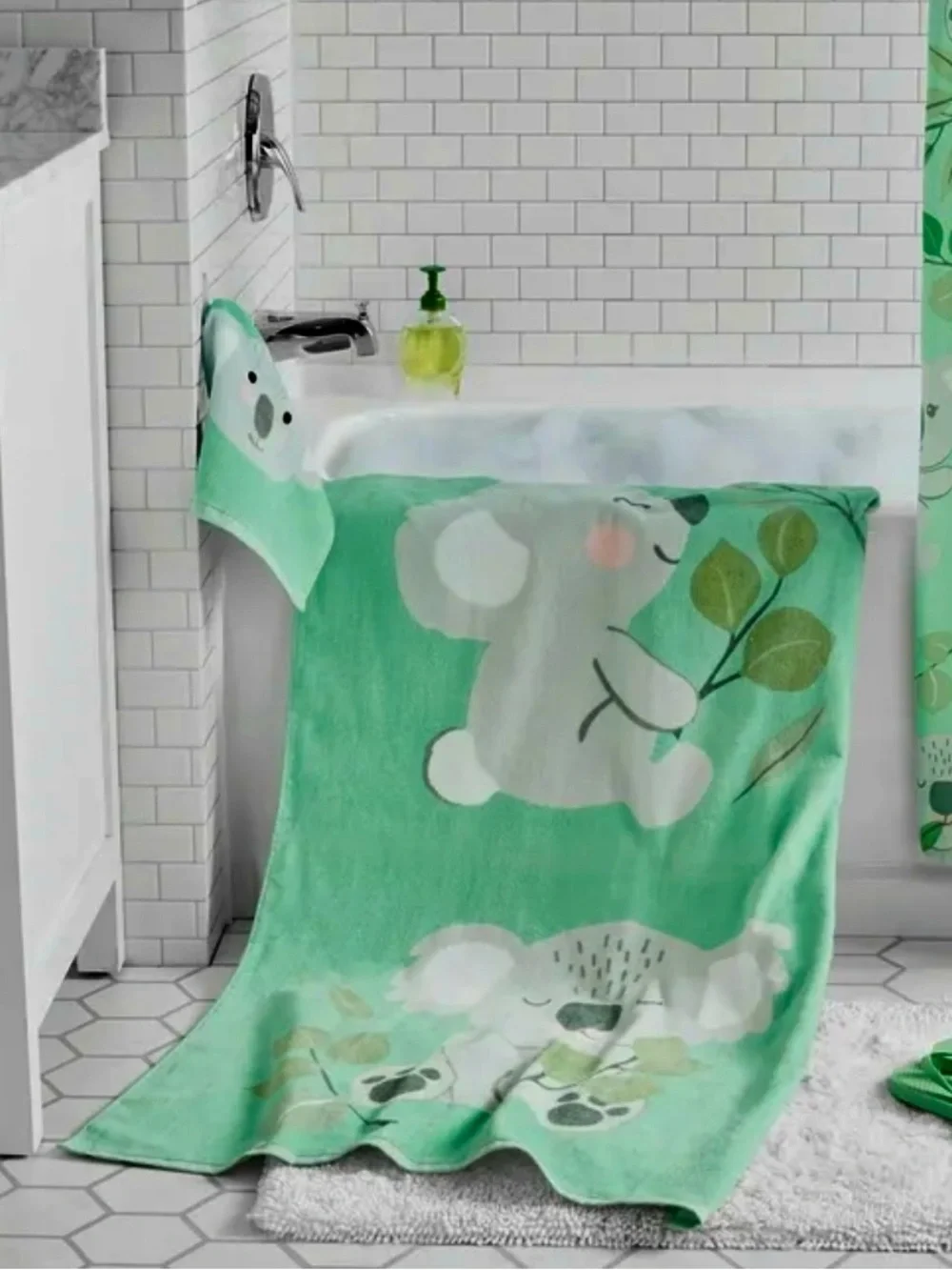 Green Koala Kids Bath Towel - Soft Plush Home Bath